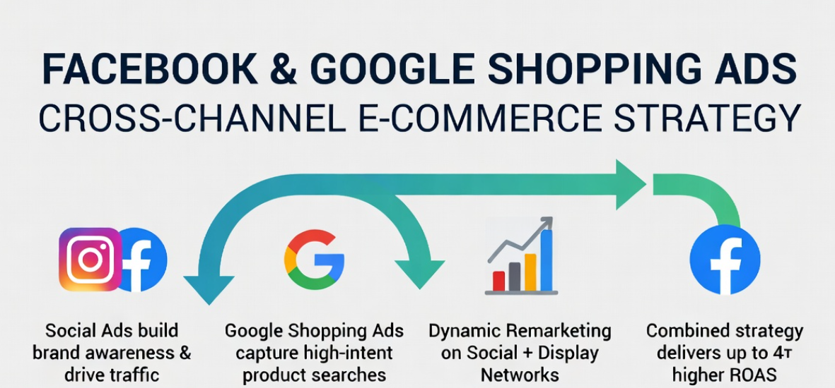 Google Shopping campaign strategy diagram showing Standard Shopping and Performance Max campaign structure